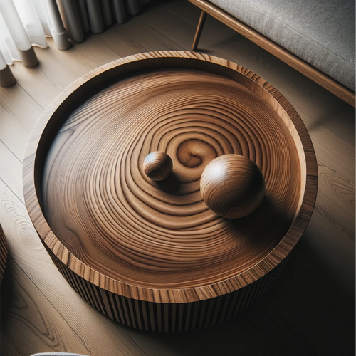 Illuminated Round Wooden Table