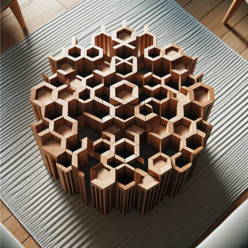 Nature's Harmony: Bee Hive-Inspired Wooden Table