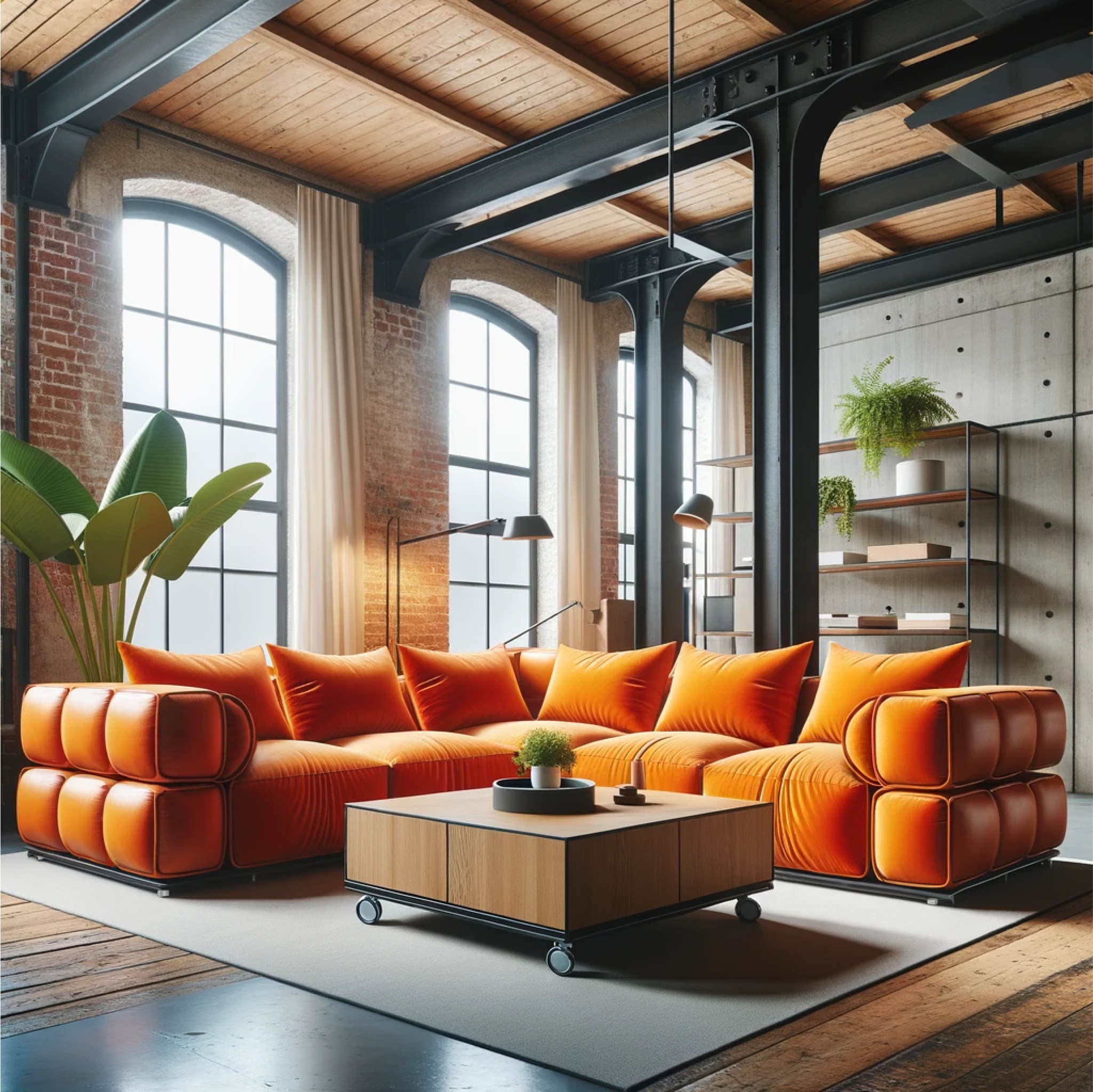 VersaForm Modular Leather Sofa – Amber Theme Alora