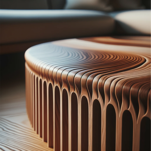 Illuminated Round Wooden Table