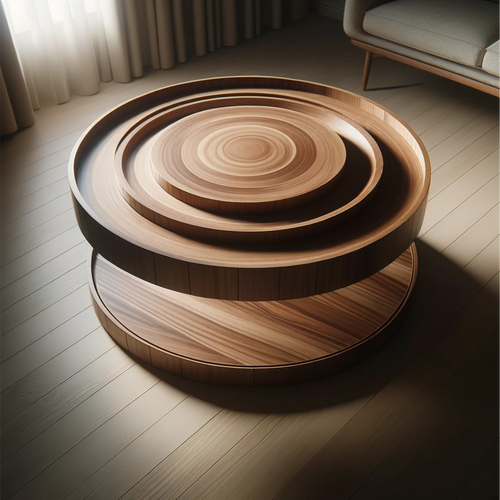 Illuminated Round Wooden Table